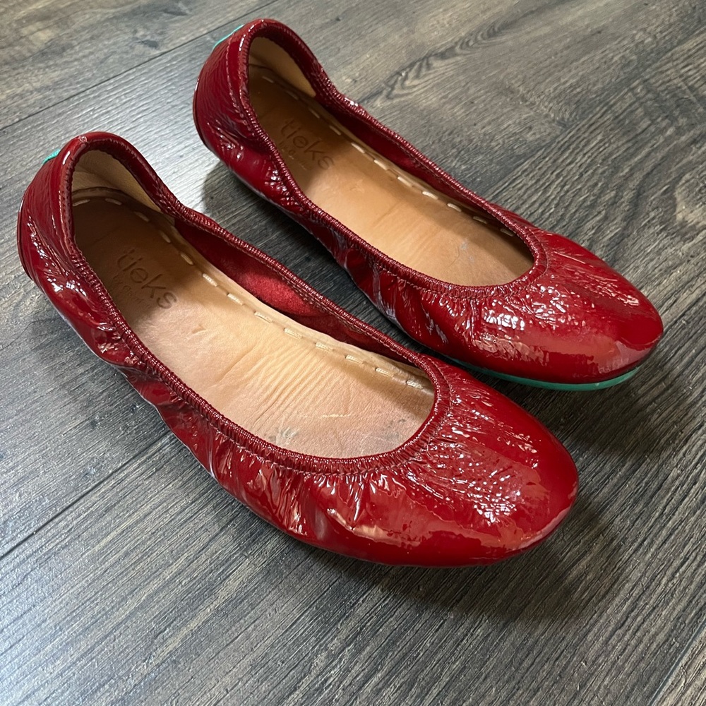 Tieks Ruby Red Patent Leather Flats 7